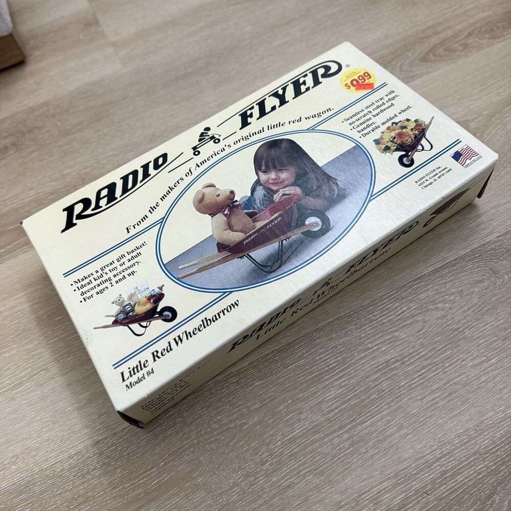 VTG Radio Flyer Model 4 Little Red Wheelbarrow NEW SEALED Steel Hardwood Toy NOS